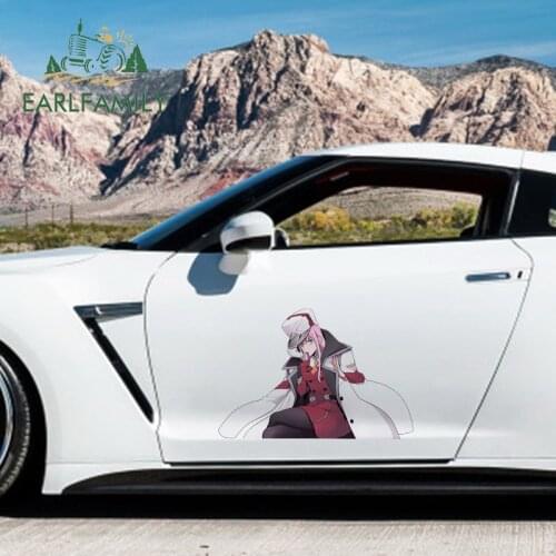 EARLFAMILY 43cm x 29.1cm For Zero Two Vinyl Material Car Stickers Personality Decal Motorcycle Decals For JDM SUV RV