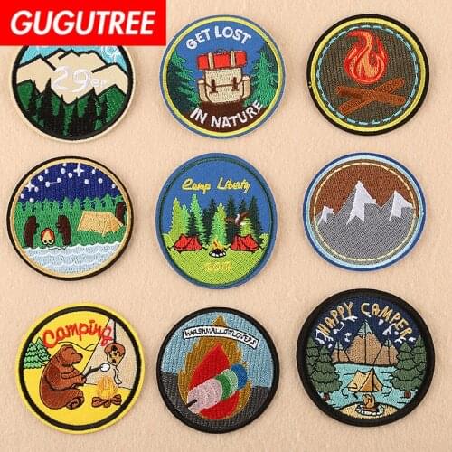GUGUTREE embroidery scenery patch animal cartoon patches badges applique patches for clothing DK-15