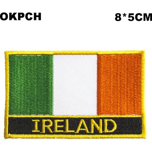 Ireland Square Shape Iron-on Flag Patch Embroidered Saw on Badges Patches PT0012-R