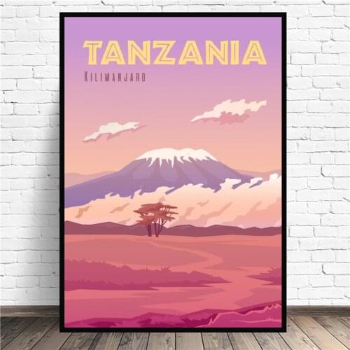 Kilimanjaro Tanzania Travel Canvas Art Print Wall Poster painting Wall Art Print Modern Poster Wall Pictures Living Room Decor