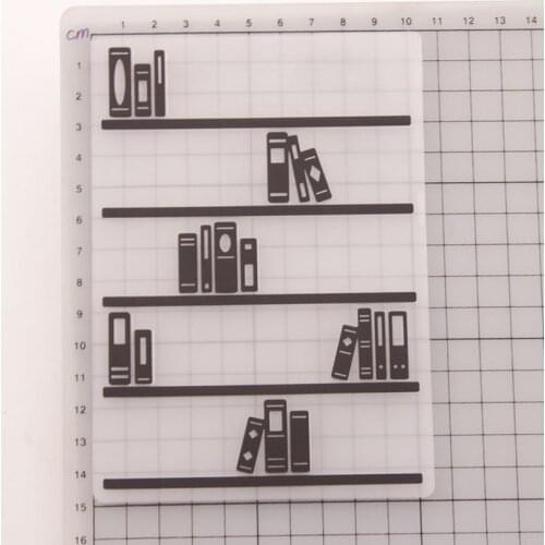 Bookshelf and Books Embossing Folder For Scrapbooking Wedding Decor 1 Pcs Plastic Template Paper Cards Craft Card Making