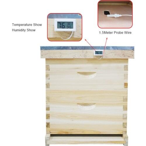 Mini Convenient Digital LCD Hygrometer Thermometer with Sensor Monitoring Display for Beekeeping Langstroth Dadant Beehive