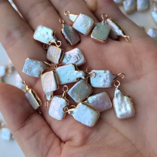 5pcs/lot Natural Freshwater Pearl Square Irregular Connector Charms For DIY Handmade Jewelry Making Accessories