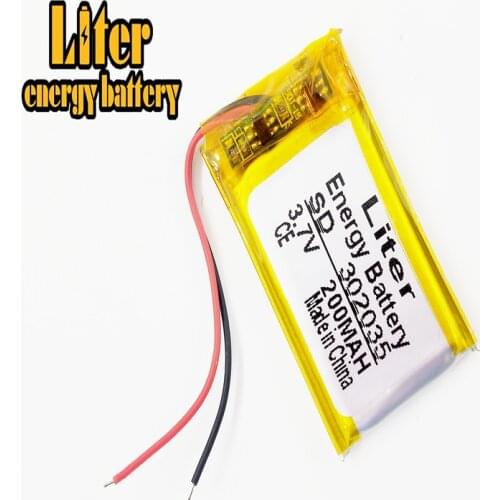 302035 3.7V 200mah 032035 lithium ion polymer rechargeable battery with PCM and connector