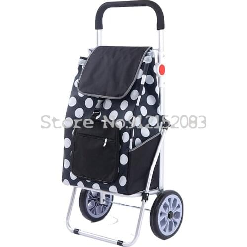 Foreign Trade Export Aviation Aluminum Alloy Shopping Cart Bearing Foldable Grocery Shopping Trolley Heightened And Enlarged Tro