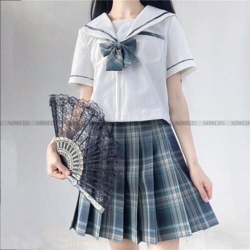 [Letter From The Forest ] Girls Formal School Uniform JK Students Summer High Waist Pleated Skirts Plaid Skirts Women Dress