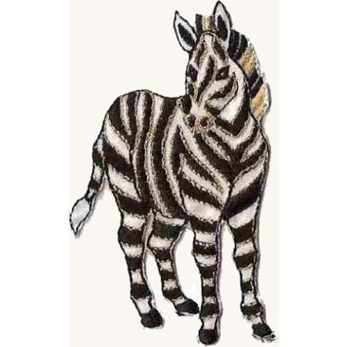 Zebra Embroidery Patches Made by Twill with Heat Cut Border and Iron On Accept Custom & MOQ50pcs Free Shipping