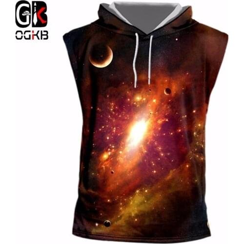 OGKB New Hooded Sleeveless Tank Top Undershirt Women/Men Vest Waistcoat Sleeveless Tank Top Workout Fitness Hoodies Sweatshirts