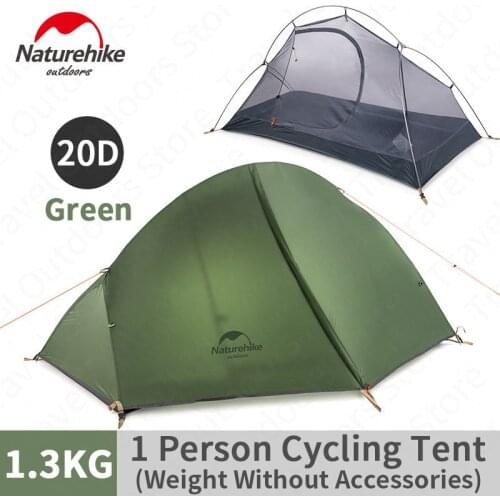 Naturehike Outdoor Ultralight Cycling Tent 20D Double Layer Rainproof Windproof Portable Single Tent Travel Camping With Mat