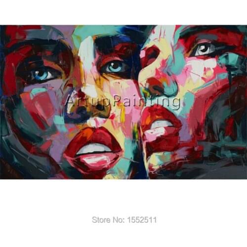 Francoise Nielly Hand painted Palette knife Face Oil painting Impasto figure on canvas Pop art Palette knife painting portrait