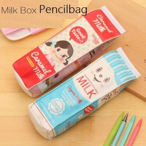 1pcs/lot Milk Box waterproof PU Pencil case Students' gift Multifunction Organizer Bag School Office Supply Escolar Papelaria