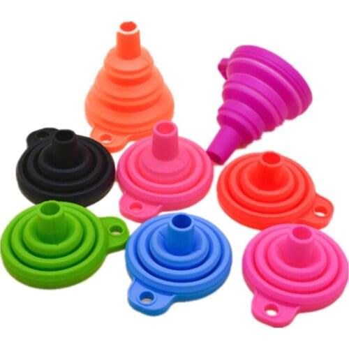 Portable mini-foldable silicone funnel color funnel Prevent spill liquid filling tool accessories LX3292