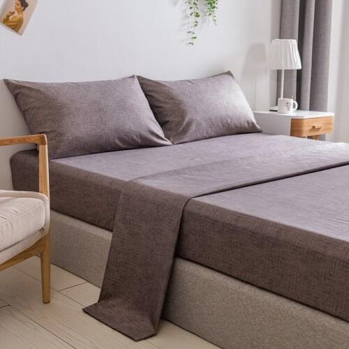 Nordic Fitted Bedsheet + 2Pillowcase + Flat Sheets Modern Solid Color Mattress Cover Bedding Sets