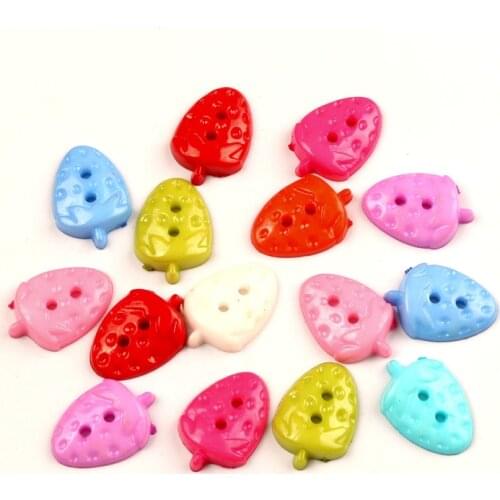 50pcs/Lot 2 Holes Mixed Strawberry Resin Buttons For Clothes Crafts Sewing Scrapbooking DIY Accessories
