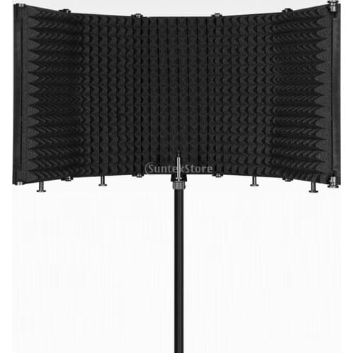 Adjustable 5 Panel Microphone Isolation Shield Vocal Booth Professional Recording Foam Panel for Recording Sound Broadcast
