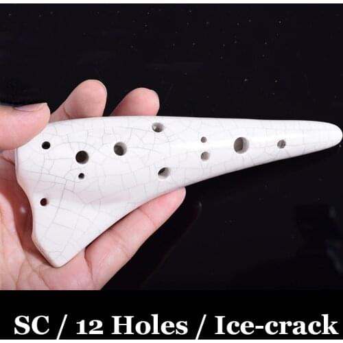 SC Ceramic Ocarina Submarine Soprano C Glazed Flute Tenor Flauta 12 Hole Okarina Wind Musical Instrument Ice-crack Kiln-fired