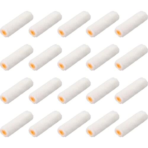 Uxcell Paint Roller Cover 4 Inch Cotton Brush for Wall Doors Edging and Line Striping Painting Treatment White 20pcs