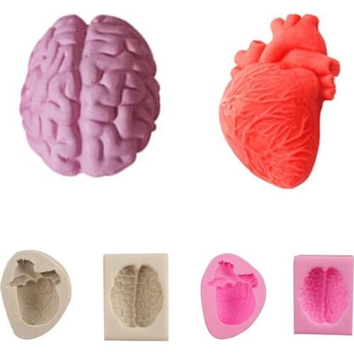Halloween Heart Brain Silicone Mold Dessert Fondant Mould Simulation Organ Mold DIY Pastry Cake Chocolate Kitchen Baking Tool