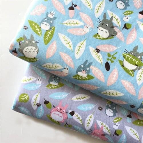 Funny Blue Grey Cartoon Totoro Printed 100% Cotton Fabric Patchwork for baby cloth dress Quilting textile diy tecido Tissue
