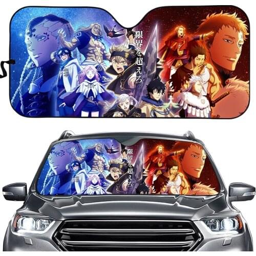 Windshield Sun Shade for Car Black Cover Print Anime Front Windshield Sunshade for Men Protect Car Interior Shade