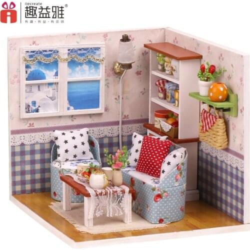 IiE CREATE Furniture 3D Wooden DIY Doll House Miniature Dolls Houses Kits Box Puzzle Assemble Dollhouse Kids Toys for Gift