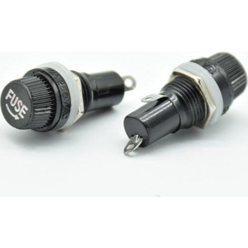 5pcs/lot 5*20mm glass fuse holders 5x20 black insurance tube socket fuse holder for 5*20 insurance Panel Mount Fuse Holder