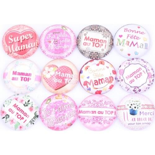 Onwear Mixed Maman Au Top Photo Glass Cabochons 20mm 25mm Diy Flat Back Handmade Jewelry Making Findings