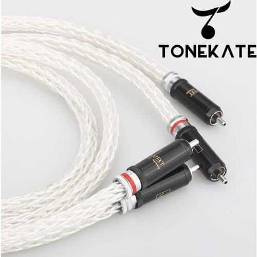 TONEKATE 8AG OCC silver-plated two-to-two RCA double lotus audio signal cable 16 strands fever audio amplifier CD cable