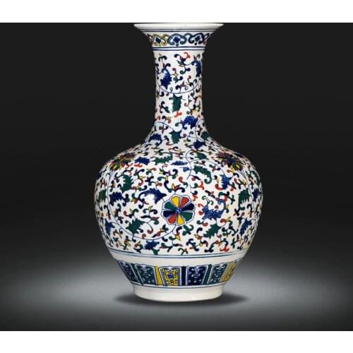 Jingdezhen Traditonal Chinese Antique Multicoloured Blue and White Decoration Porcelain Floor Vase