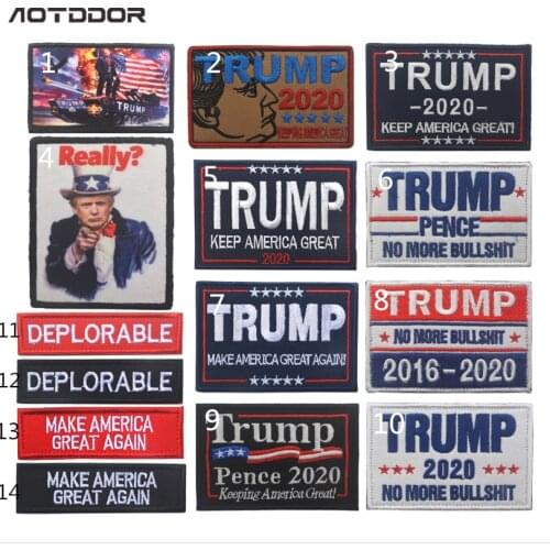 Trump 2020 Make America Great Again Military Army Tactical Embroidery Patches For Clothes Clothing Emblem Badges