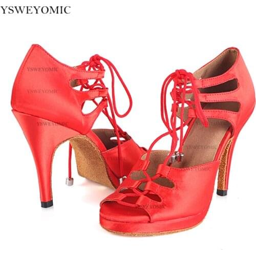 Silver Black Latin Dance Shoes Meduim Heels 7cm for Women Satin Open Toe Salsa Bachata Tango Salsa Shoe Ladies in Suede Outsole