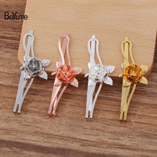 BoYuTe (20 Pieces/Lot) 18*23MM Rose Flower Hair Clip Korean Style Diy Hair Accessories Materials Wholesale