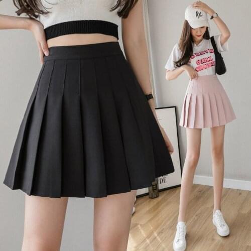 Women High Waist Pleated Skirt Summer Autumn Casual Kawaii A-line Plaid Skirts Japanese School Uniform Mini Skirts for Girls