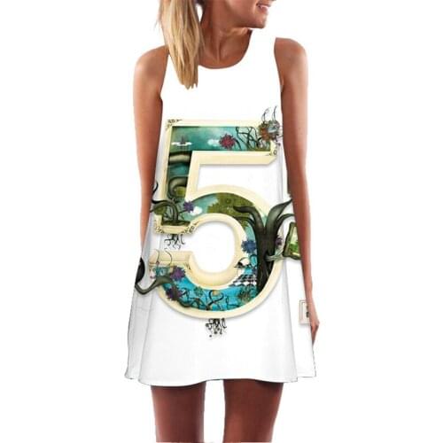 Fashion womens casual vest dress digital 3D digital printing dress summer casual Bohemian style vest dress