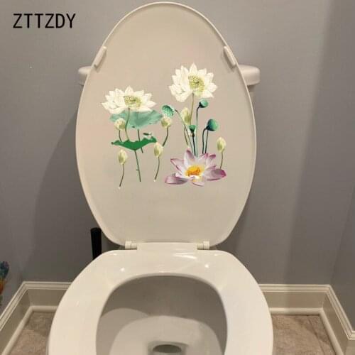 ZTTZDY 24*24.3CM Chinese Style Lotus Creative Sticker Seat Stickers WC Decor Home Wall Decal T2-0356