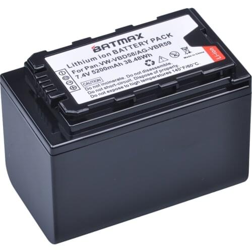 1Pc 5200mAH VW-VBD58 VBD29 VBD58 VBD78 VBD55 Battery for Panasonic AJ-HPX260MC,HPX265MC,PX270,PX285MC,PX298,AG-FC100,HC-X1000