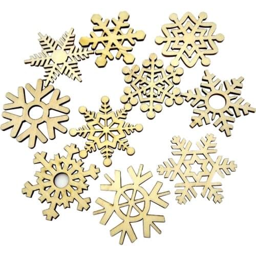 10Pcs Assorted Wooden Snowflake Xmas Wedding Tree Hanging Ornament Decor Sturdy navidad decoraciones para el hogar xmas @P2