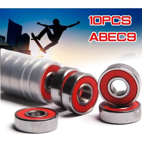 10x ABEC-9 608 2RS Anti-rust Skateboard Wheel Bearing Inline Roller Skate Wheel Bearing Red Sealed 8x22x7mm Shaft