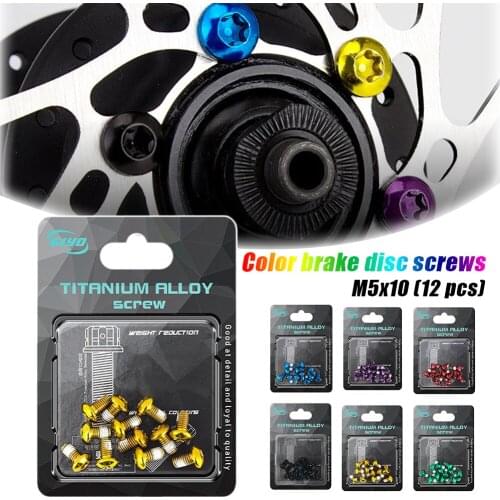 12pcs Bicycle Disc Brake Rotor Screw Bolts M5x10mm MTB Bike Parts Bike Water Bottle Cage Screws Mountain Hardware Road Bike