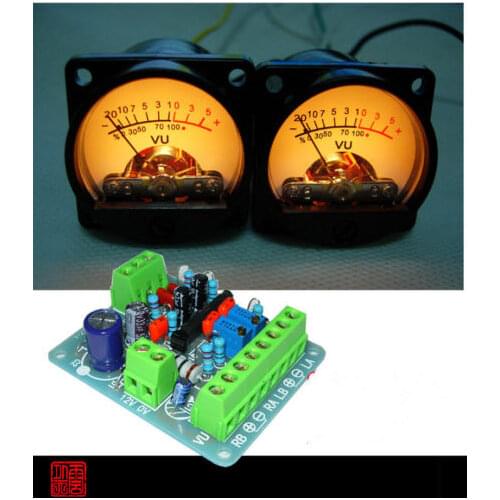 2pcs Panel VU Meter Warm Back Light Audio Level Amp + One driver board FOR Amplifier