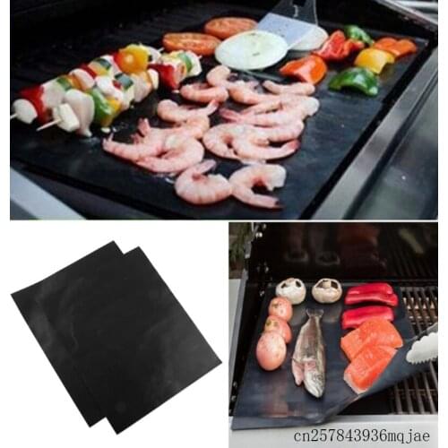 200pcs BBQ Grill Mat Barbecue Baking Pads Non-stick Cooking Plate Reusable Grill Mat Tools 40 * 33cm for Party