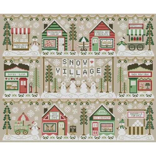2021 Drop Shipping Embroidery Snow Village Customized Cross Stitch Kit with 100% Cotton Flosses & Free Shipping for Wall Decor