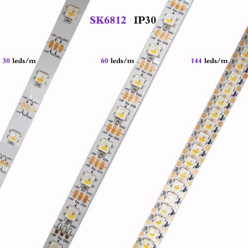 5V 1m SK6812 30/60/144 leds/Pixel/m 4 in 1 RGBW+CW/NW/WW addressable similar 2812b led strip waterproof IP67/non-waterproof IP30