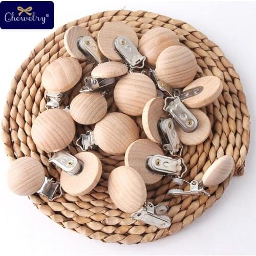 50PC Baby Pacifier Clips Beech Wooden Clips For Pacifier Chain Wood Dummy Clips Wooden Blanks Teether Holder DIY For Kid Goods