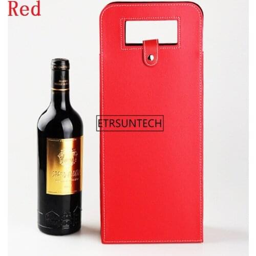 50pcs/lot 4 Colors Luxury Portable PU Leather Double Red Wine Bottle Tote Bag Packaging Case Gift Storage Boxes With Handle