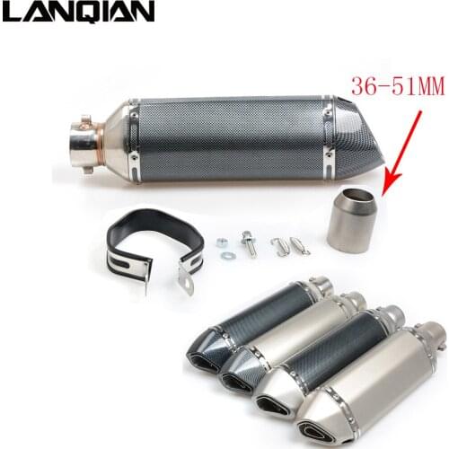 60mm Two Size Inlet Carbon Fiber Motorcycle Exhaust Tip/Muffler Stainless Steel Exhaust Pipe For Yamaha Honda