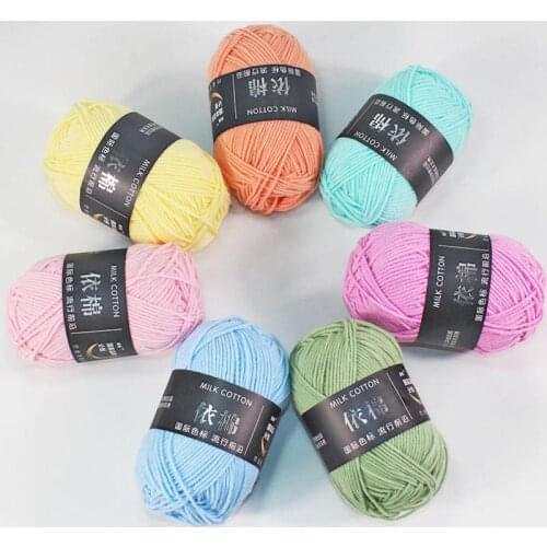 7 Colors 50g/Ball Baby Milk Cotton Yarn Handmade Knitting Crochet Worsted Yarn Colorful Ecological Dyeing DIY Needle Thread