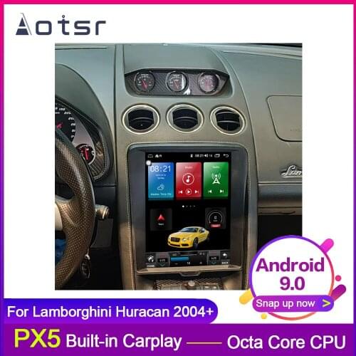 AOTSR Android 9.0 Tesla style Pad Vertical screen 4+64GB Car GPS Navigation For Lamborghini Huracan 2004 Multimedia radio Player