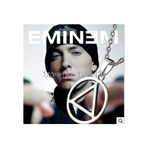 Free shipping 24pcs/lot Eminem Necklace Men Classic Triangle Design Hip-hop Pendant Necklace Gold/Silver Plated