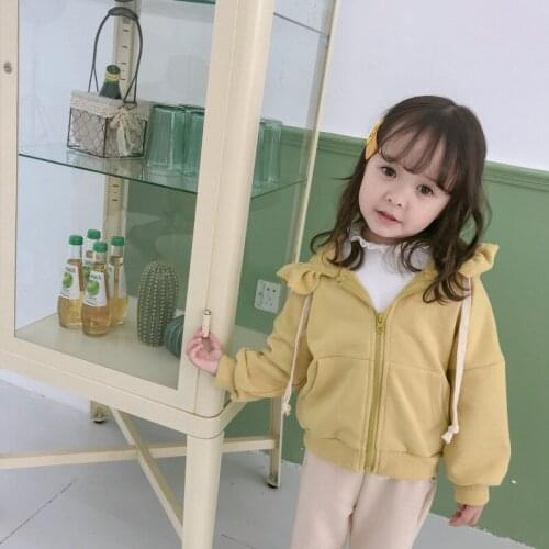 Brand Hooded Jackets for Girls Childrens Clothing 2019 Autumn New Baby Girl Wooden Ear Long Sleeve Coat Kids Zipper Outwear Top